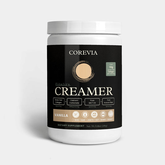 Vitality Creamer | Grass-Fed Collagen Powder with MCT for Coffee | 10g Collagen, 560mg Calcium, Prebiotic Fiber | Keto-Friendly, Made in USA