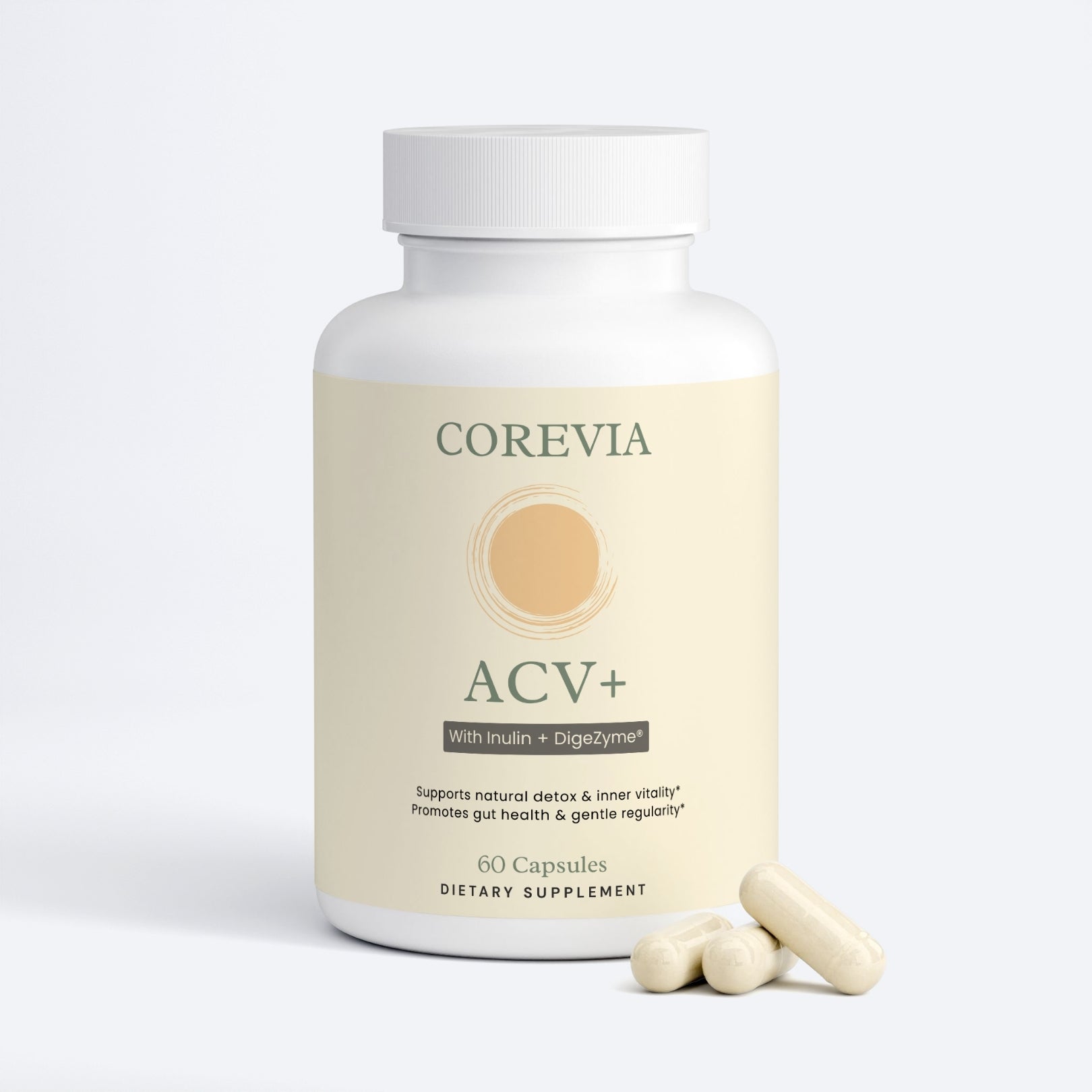 ACV+ | Apple Cider Vinegar Supplement with Probiotics & Enzymes | 60 Capsules | GMP Certified, Vegan, Made in USA