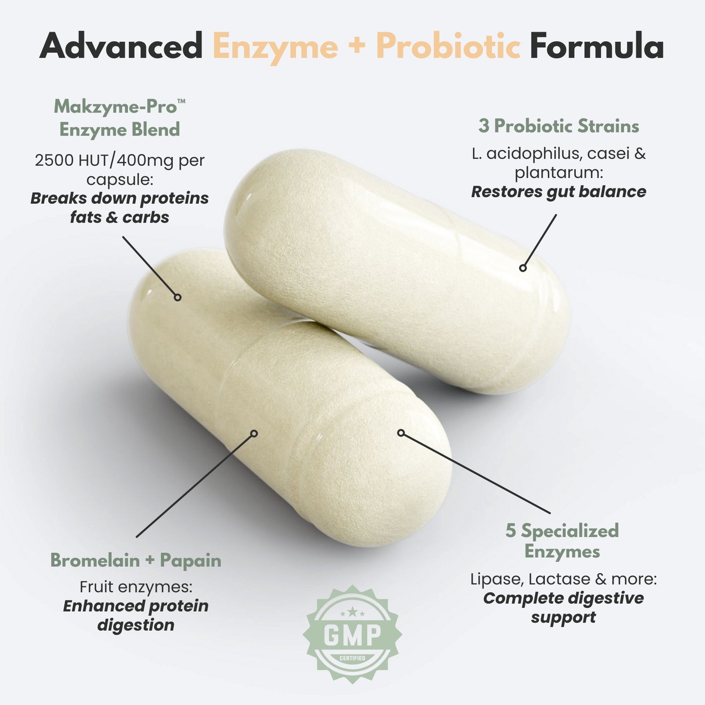 DigestBoost | Digestive Enzyme Supplement with Probiotics for Bloating & Gut Health | 60 Capsules | Vegan, GMP Certified, Made in USA