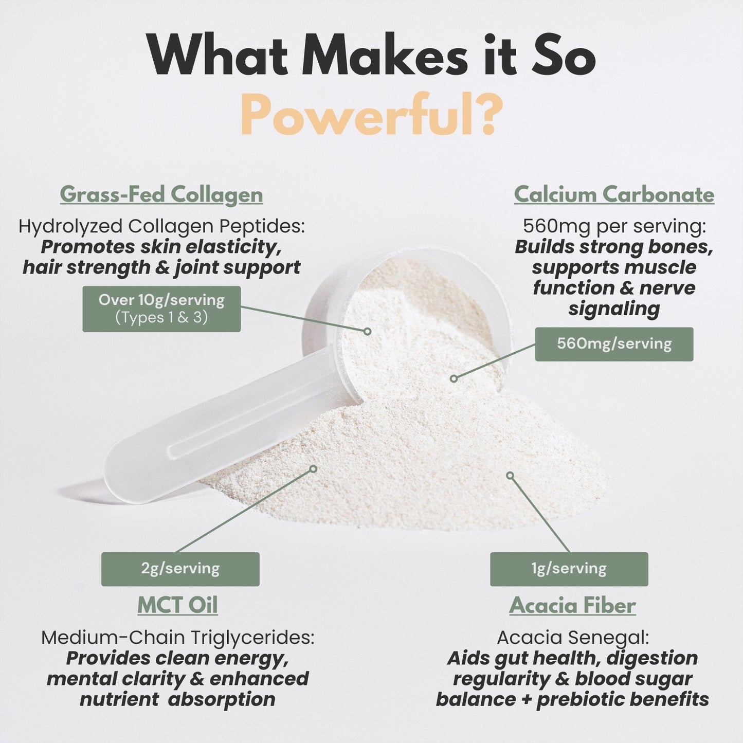 Vitality Creamer | Grass-Fed Collagen Powder with MCT for Coffee | 10g Collagen, 560mg Calcium, Prebiotic Fiber | Keto-Friendly, Made in USA