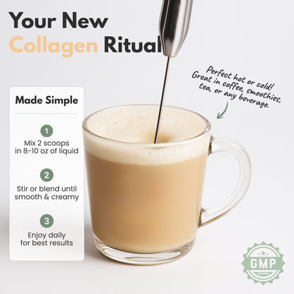 Vitality Creamer | Grass-Fed Collagen Powder with MCT for Coffee | 10g Collagen, 560mg Calcium, Prebiotic Fiber | Keto-Friendly, Made in USA