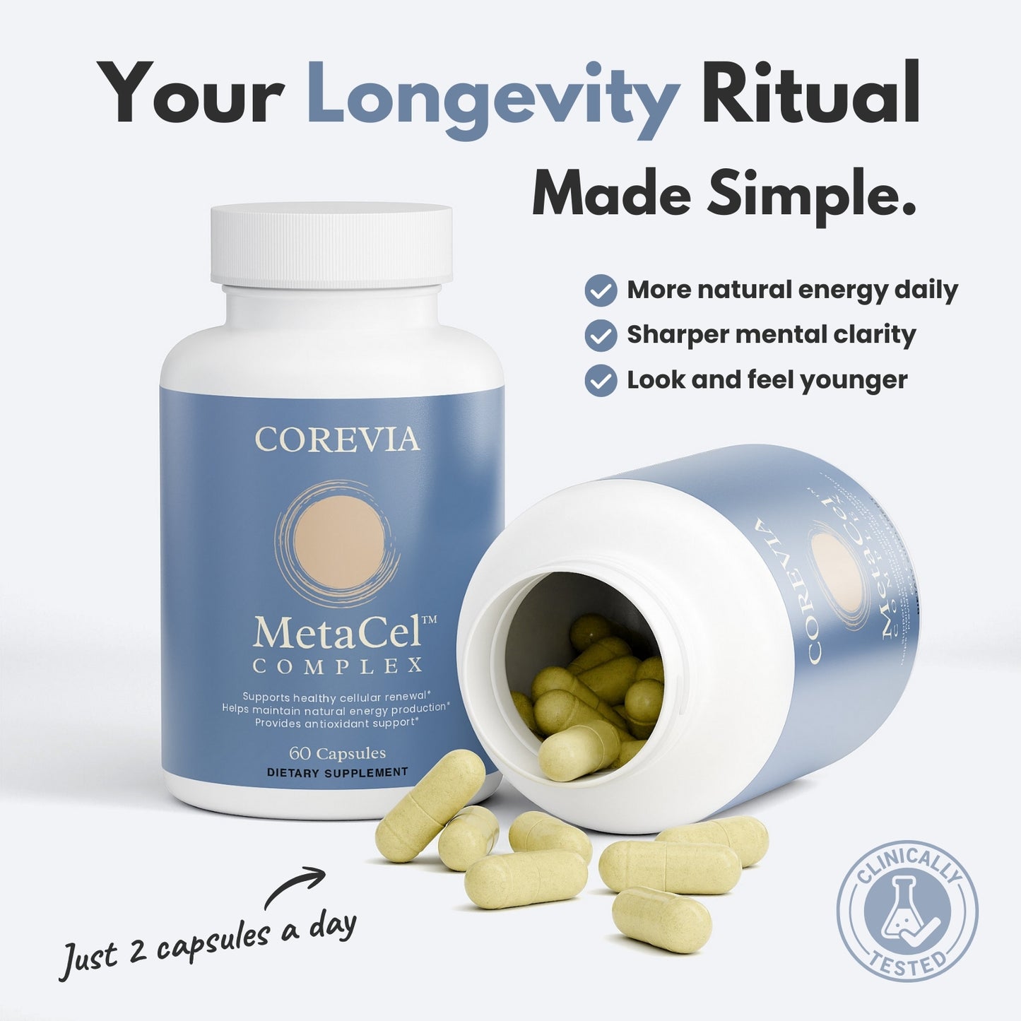 MetaCel™ | NAD+ Supplement for Cellular Energy & Healthy Aging | 60 Capsules | GMP Certified, Made in USA