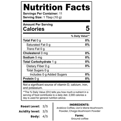 Vitality Coffee | Functional Mushroom Coffee with Lion's Mane & Chaga | 1,200mg Adaptogenic Mushrooms | 4oz | Non-GMO, Made in USA
