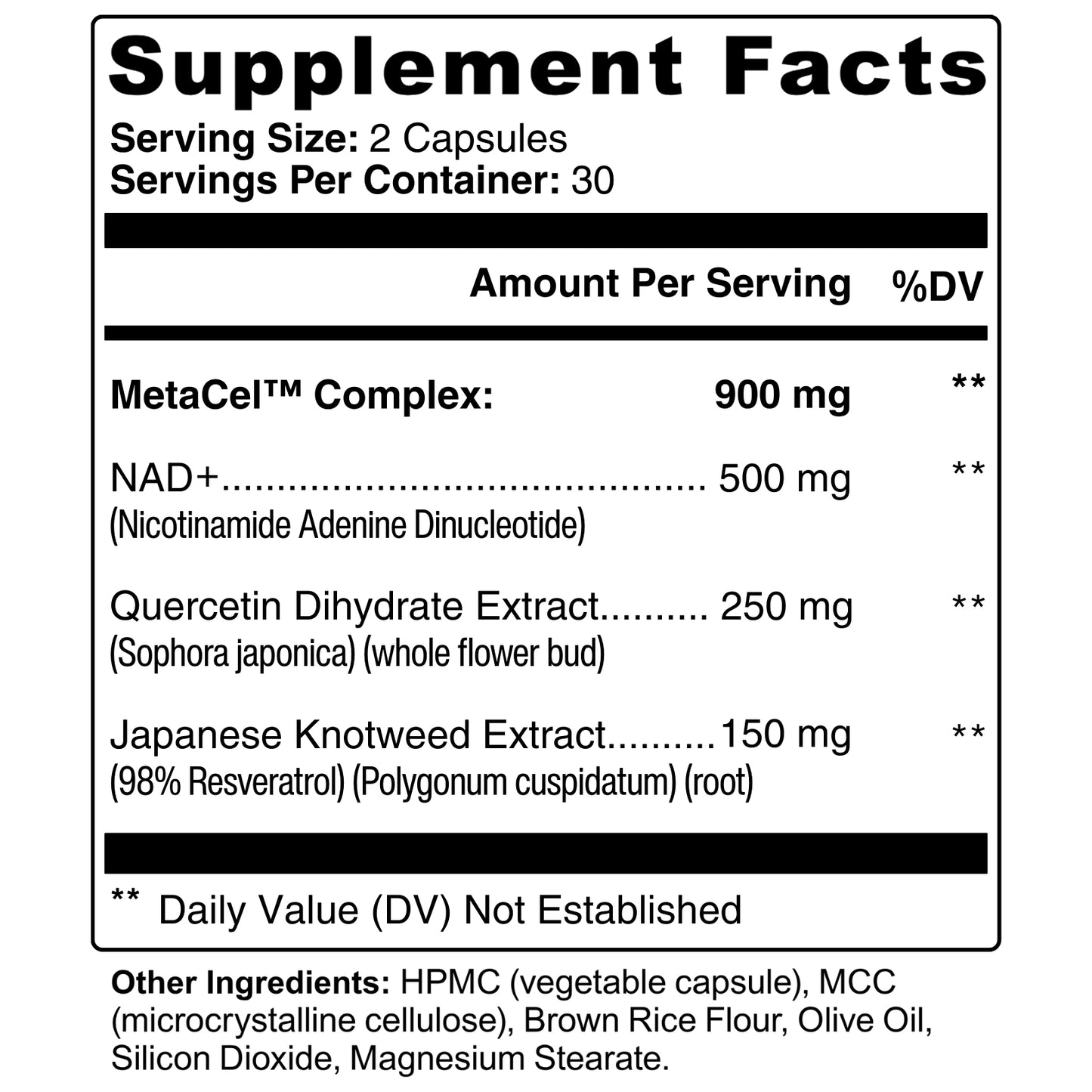 MetaCel™ | NAD+ Supplement for Cellular Energy & Healthy Aging | 60 Capsules | GMP Certified, Made in USA