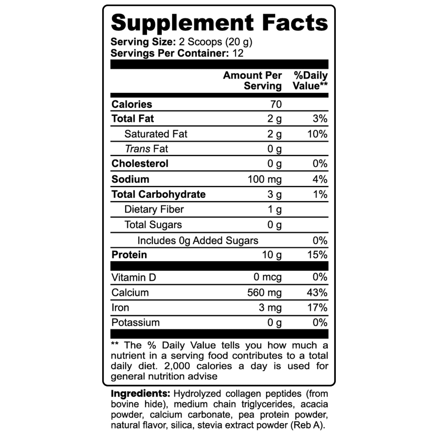 Vitality Creamer | Grass-Fed Collagen Powder with MCT for Coffee | 10g Collagen, 560mg Calcium, Prebiotic Fiber | Keto-Friendly, Made in USA