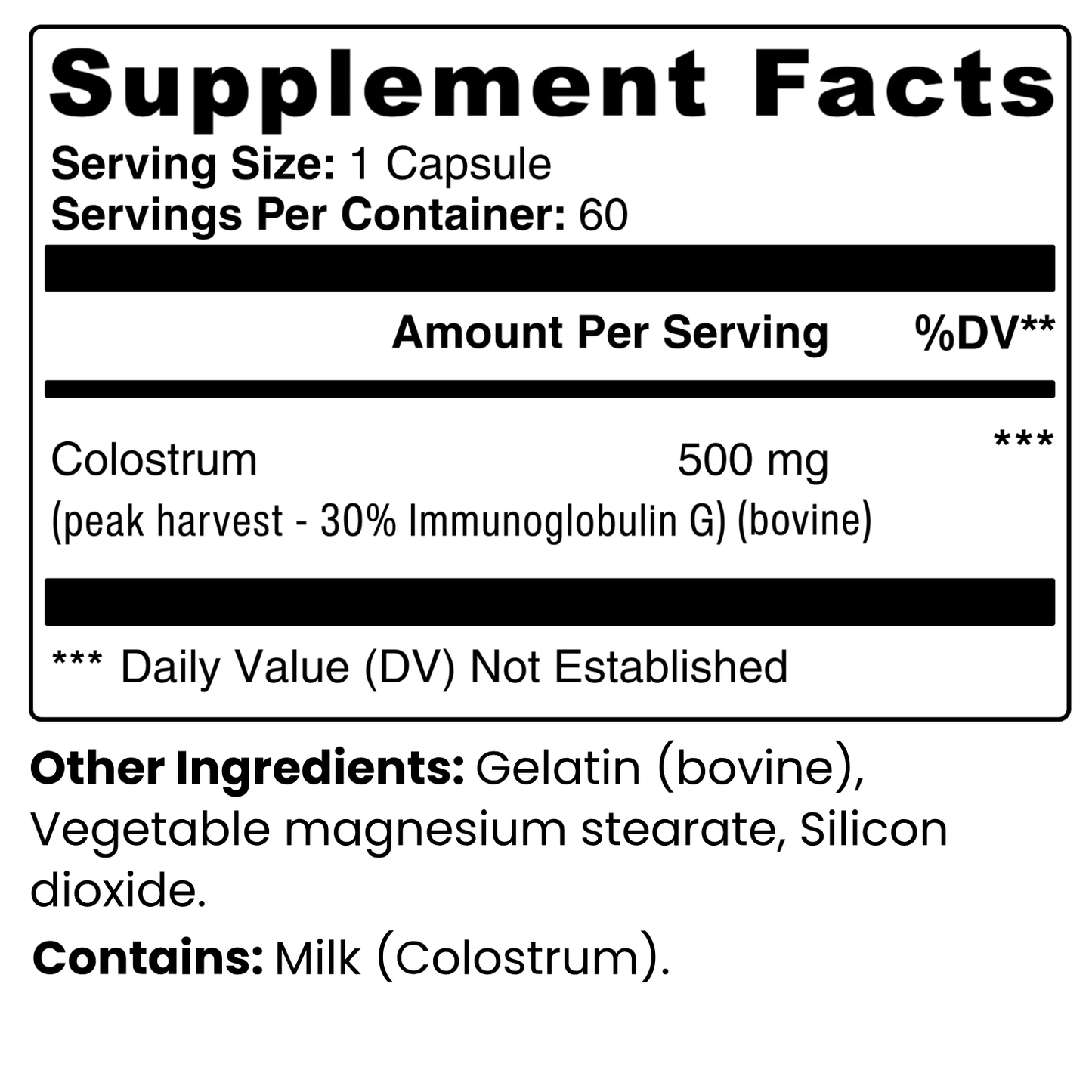 Colostrum Capsules | Bovine Colostrum for Gut Health, Immunity & Athletic Performance | 60 Caps | GMP Certified, Non-GMO, USA