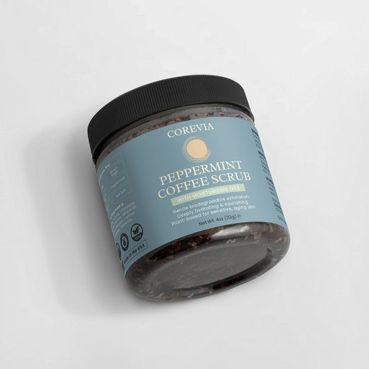 Peppermint Coffee Scrub | Natural Body & Face Exfoliator for Smooth Skin | 4 oz | Vegan, Cruelty-Free, Made in USA